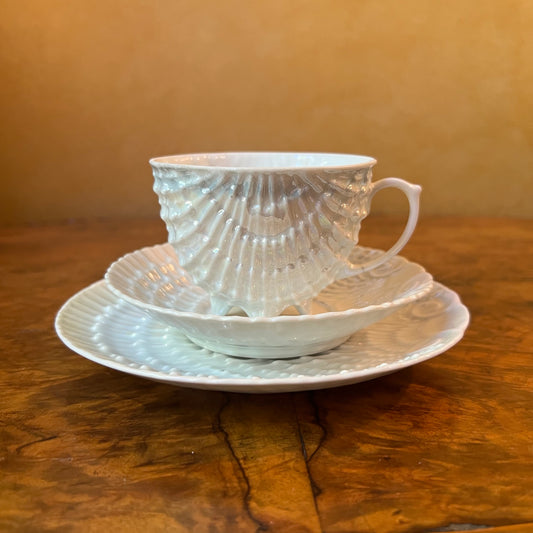 Antique Victoria Shell Lustre Tea Cup Trio Set