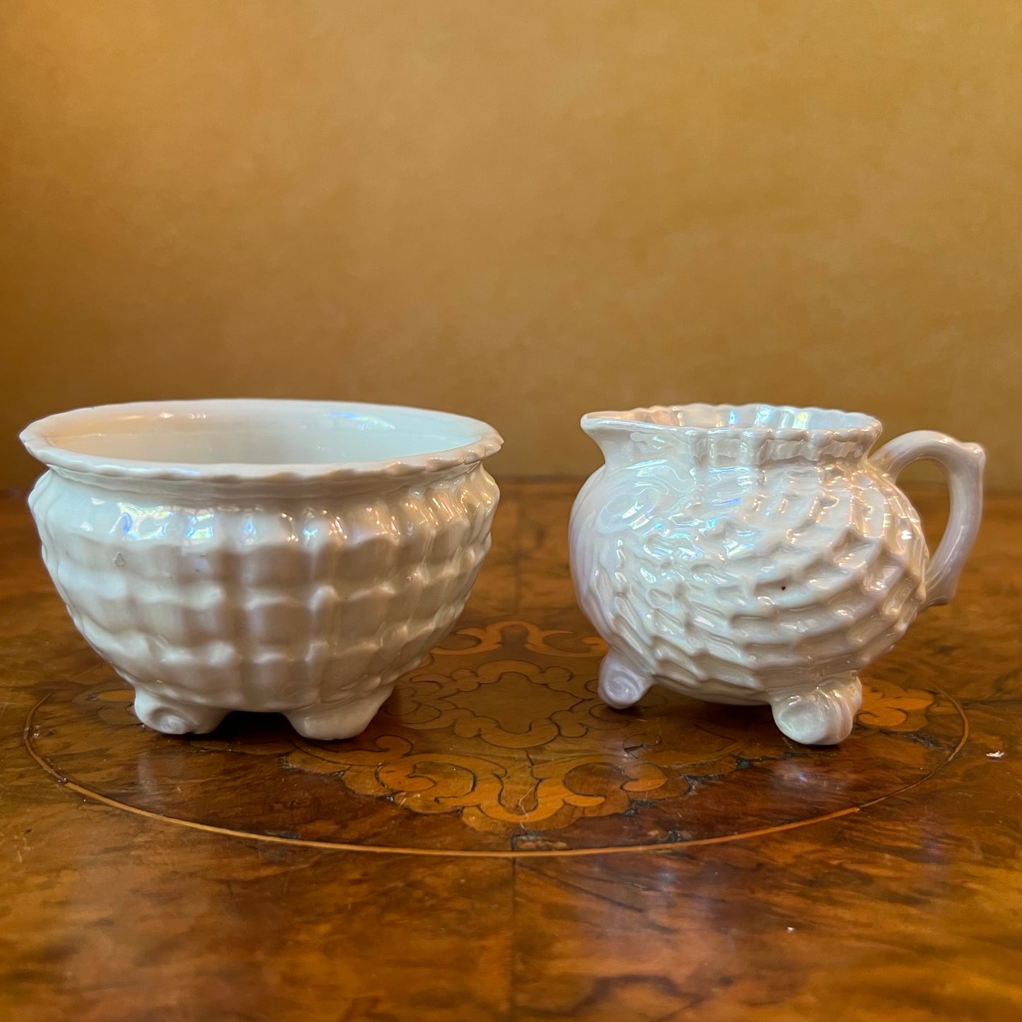 Antique Victoria Shell  Milk & Sugar Bowl