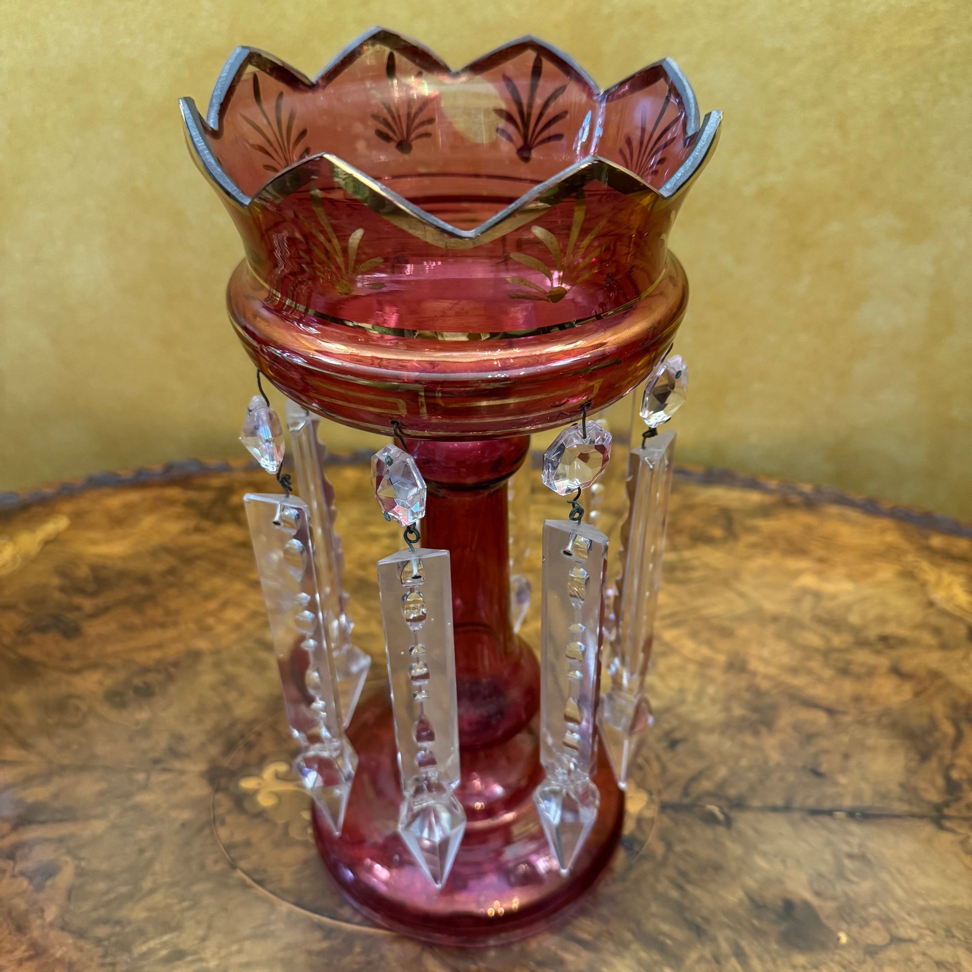 Antique Victorian Cranberry Lustres 