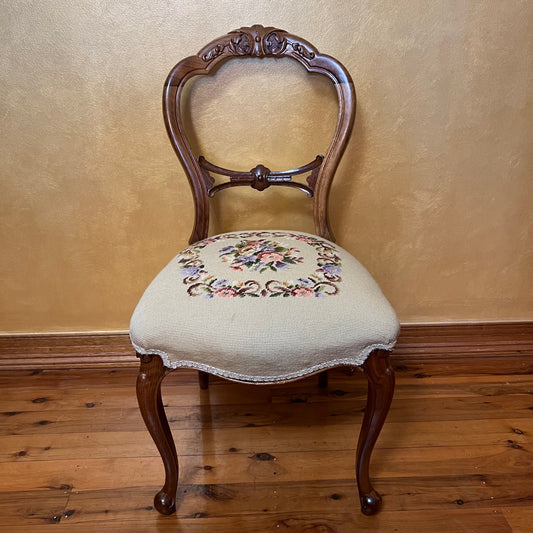 Antique Walnut Tapestry Seat Chair