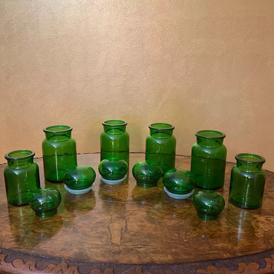 Belgium Green Glass Apothecary Jars