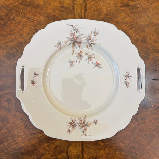 Arco China Czechoslovakia Leaves Print Cake Plate 