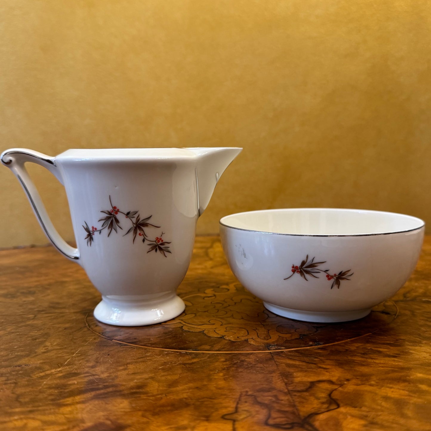 Arco China Czechoslovakia Leaves Print Jug & Bowl 