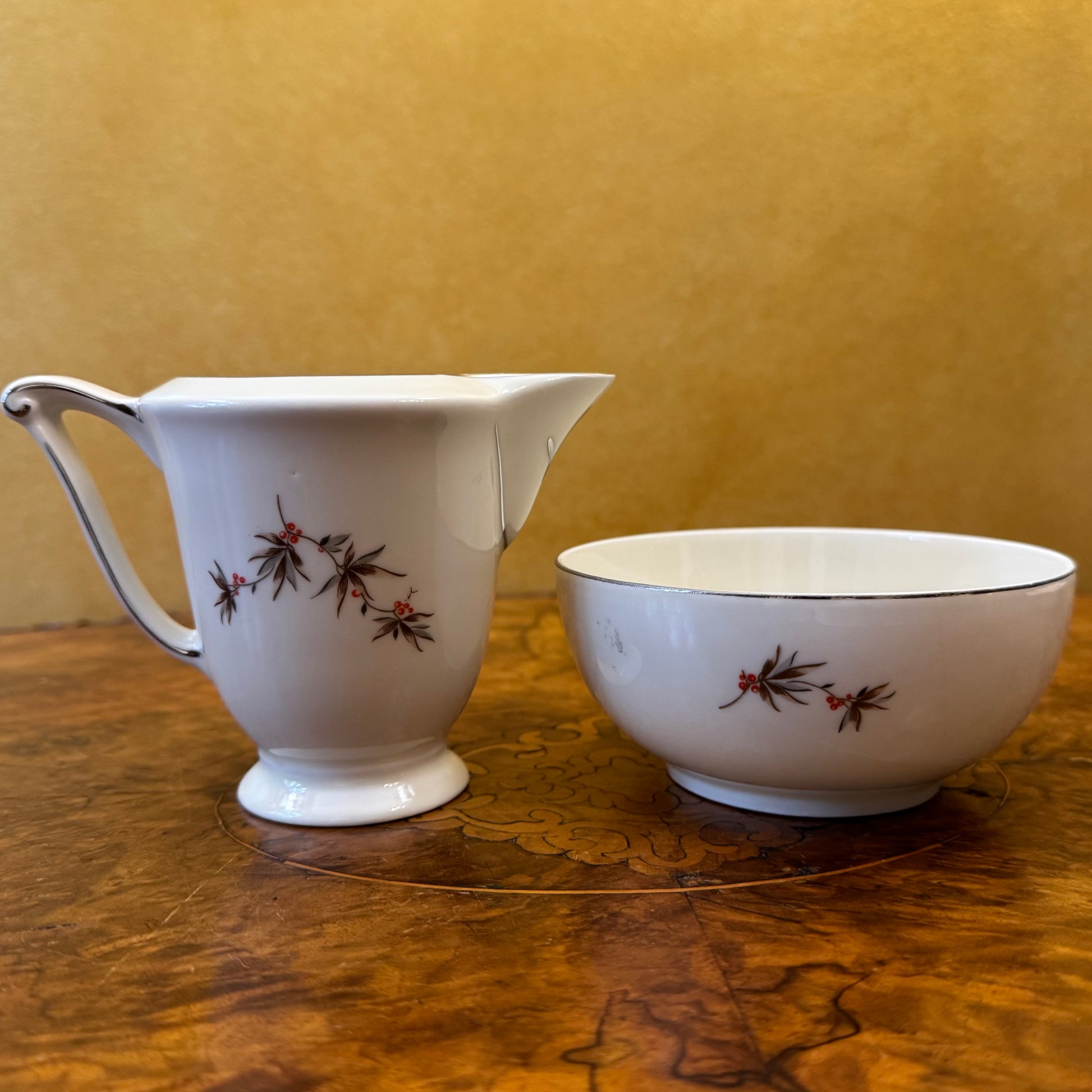 Arco China Czechoslovakia Leaves Print Jug & Bowl 