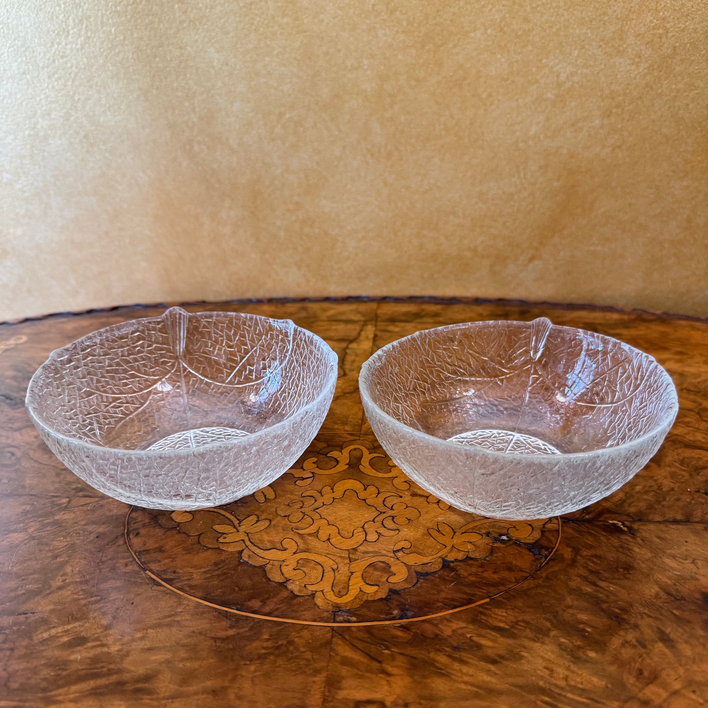 Arcoroc Leaf Pattern Desset Bowls Pair 
