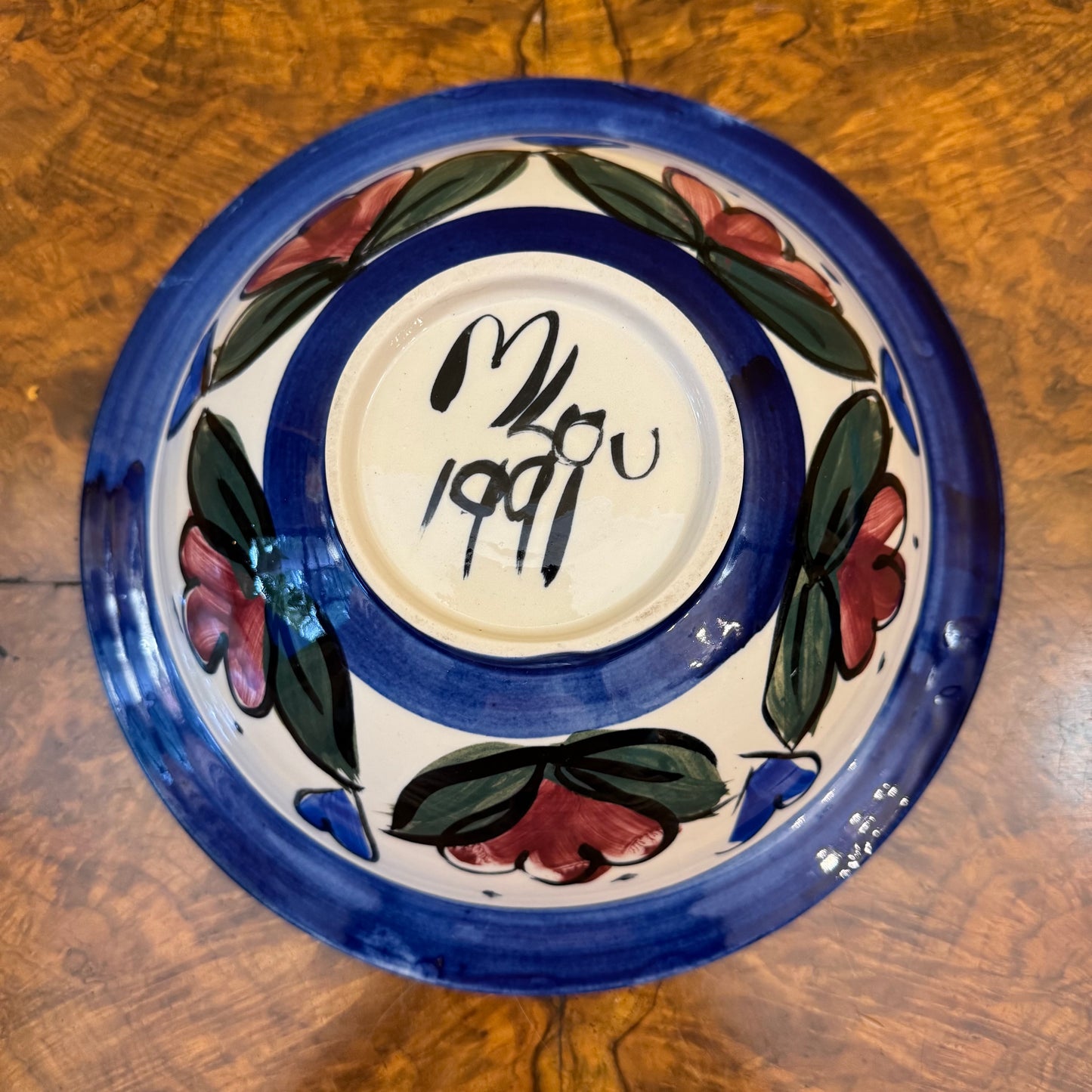 Art Blue Floral Fruit Bowl 