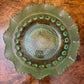 Art Deco Davidson Green Pressed Glass Blackberry Large Bowl
