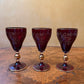Art Deco Ruby Red Glass Gold Etched Three Glasses