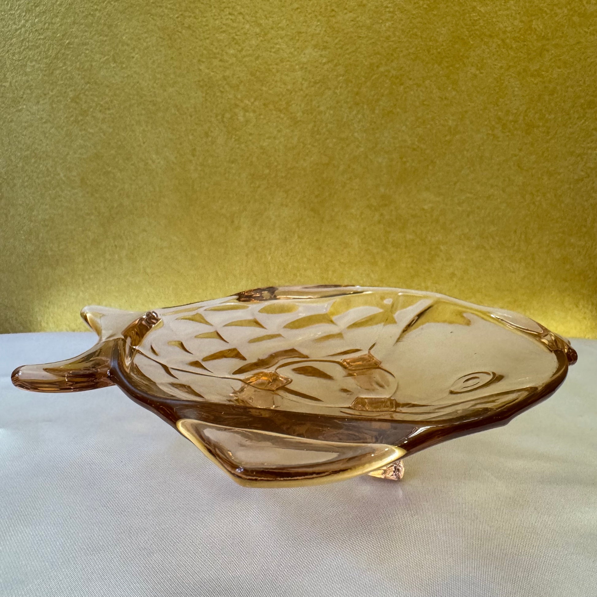 Art Glass Pink Fish Shaped Small Dish