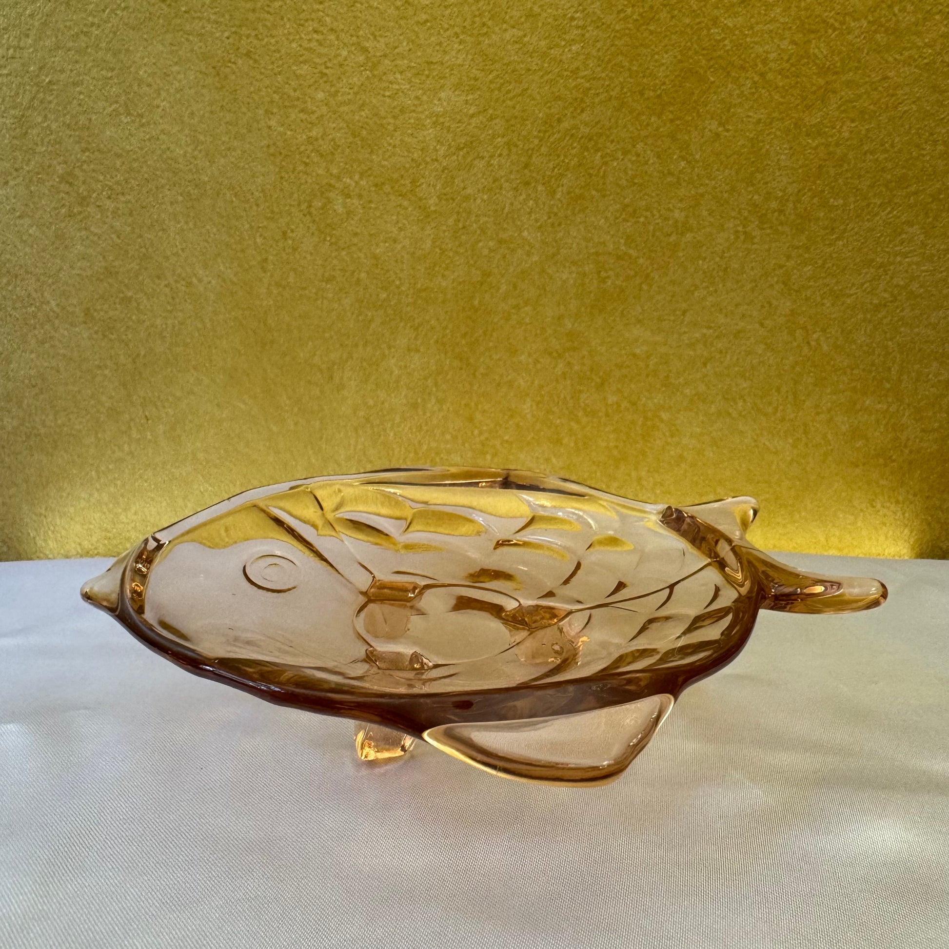 Art Glass Pink Fish Shaped Small Trinket Dish