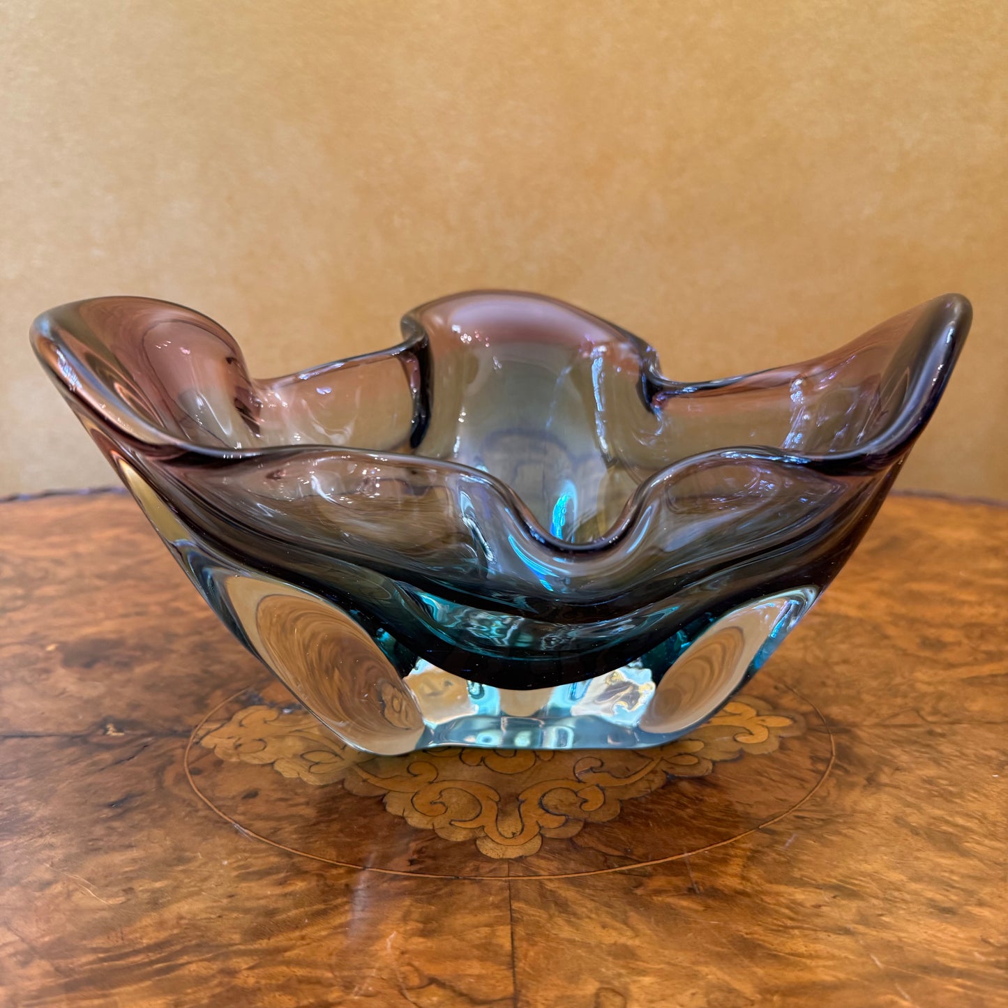 Art Glass Purple & Blues Display Bowl 