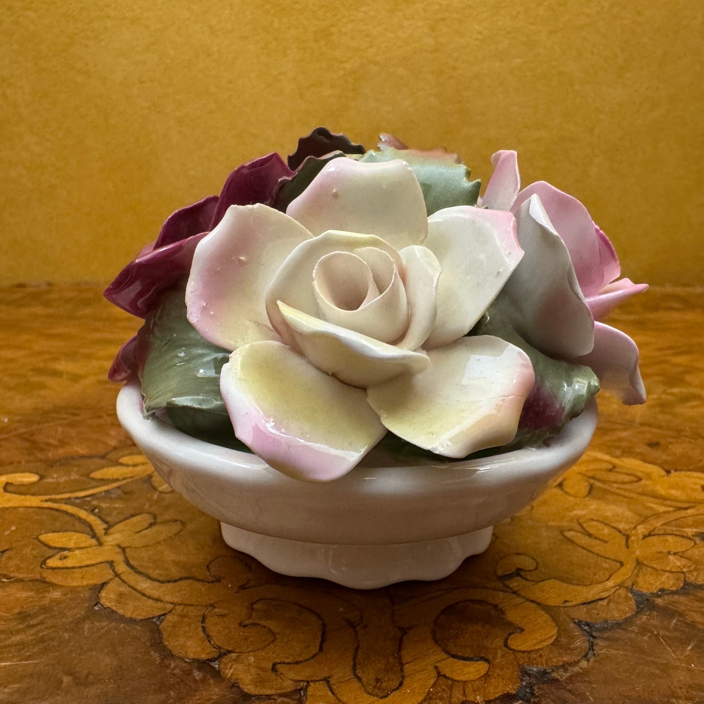 Aynsley Bone China Floral Bouquet Basket Ornament