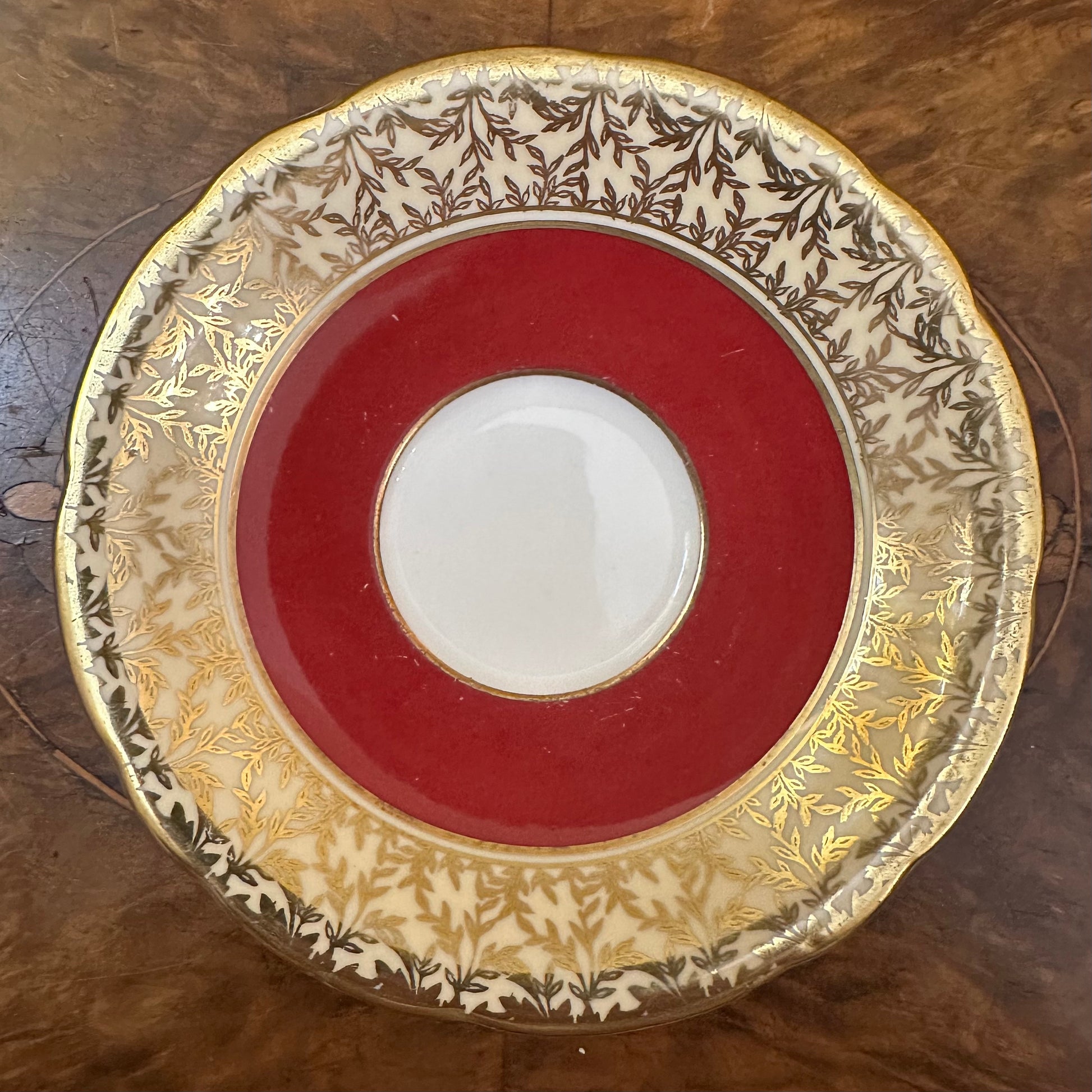 Aynsley Burgundy and Gold Saucer 