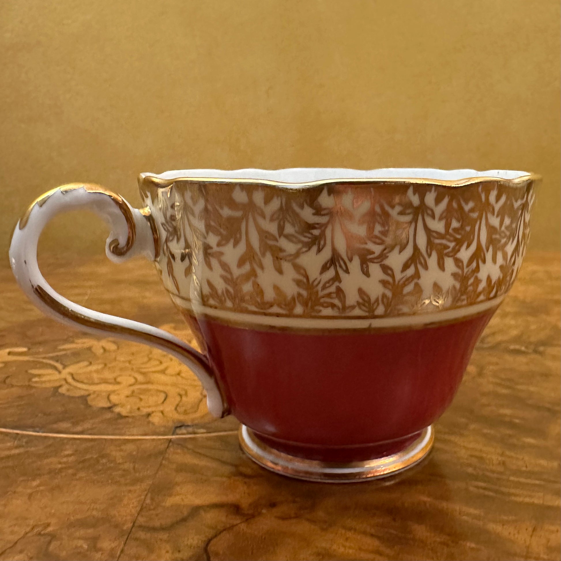 Aynsley Burgundy and Gold Tea Cup 