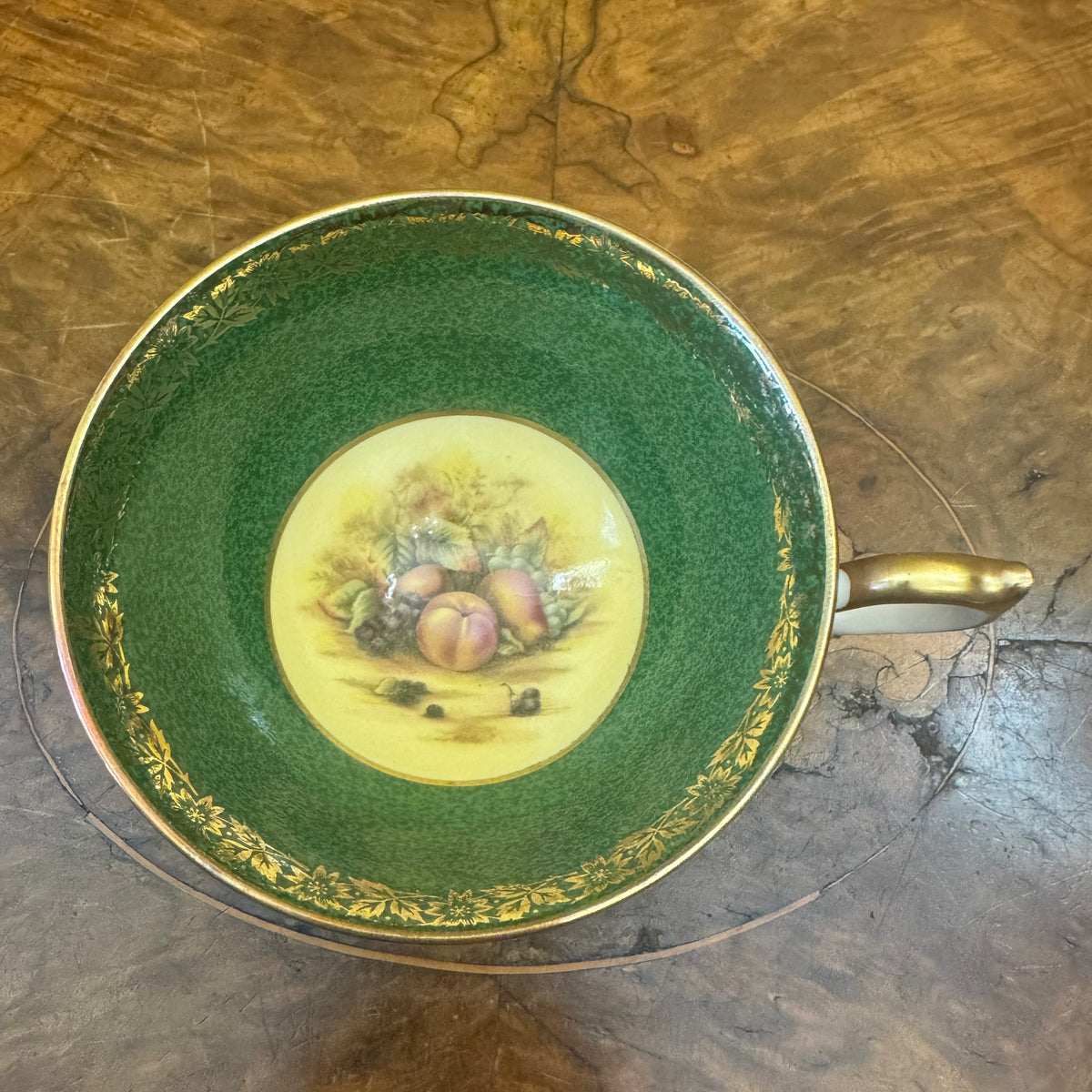 Aynsley Orchard Gold Green Fruit Print Saucer 
