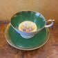Aynsley Orchard Gold Green Fruit Print Tea Cup & Saucer 