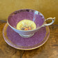 Aynsley Orchard Gold Purple Fruit Print Tea Cup & Saucer 