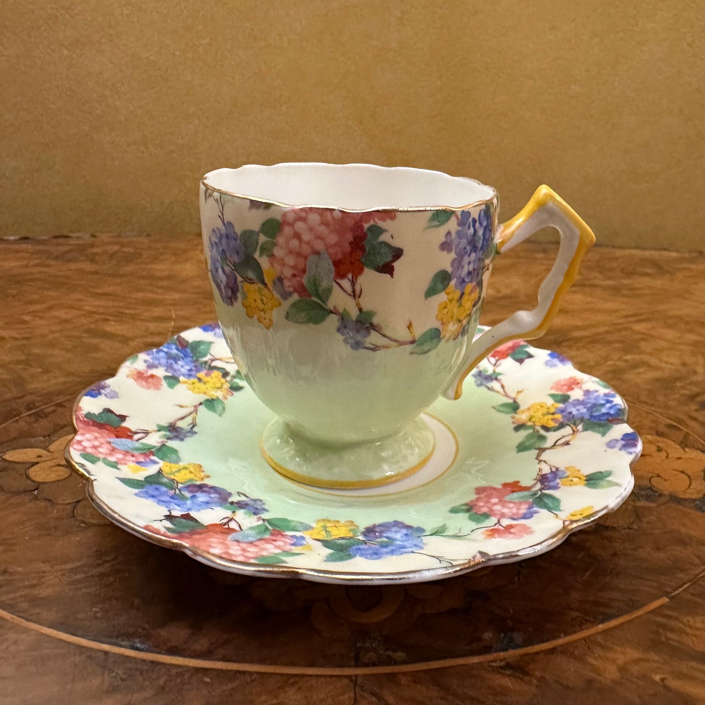 Aynsley Summer Flowers Demitasse Coffee Cup & Saucer 