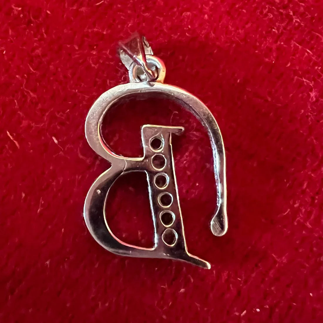 B Sterling Silver Pendant