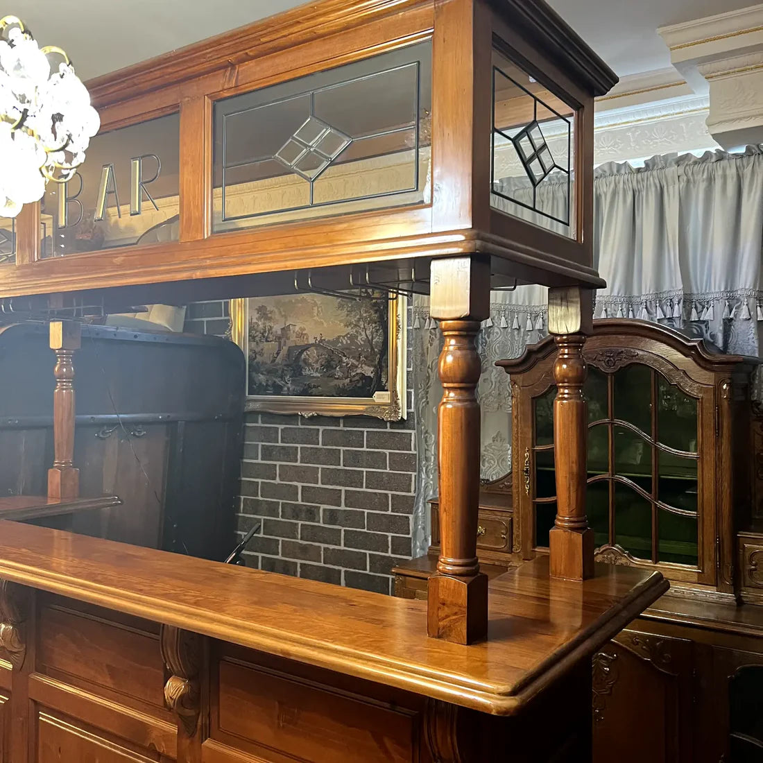 Large Wooden Bar With Light