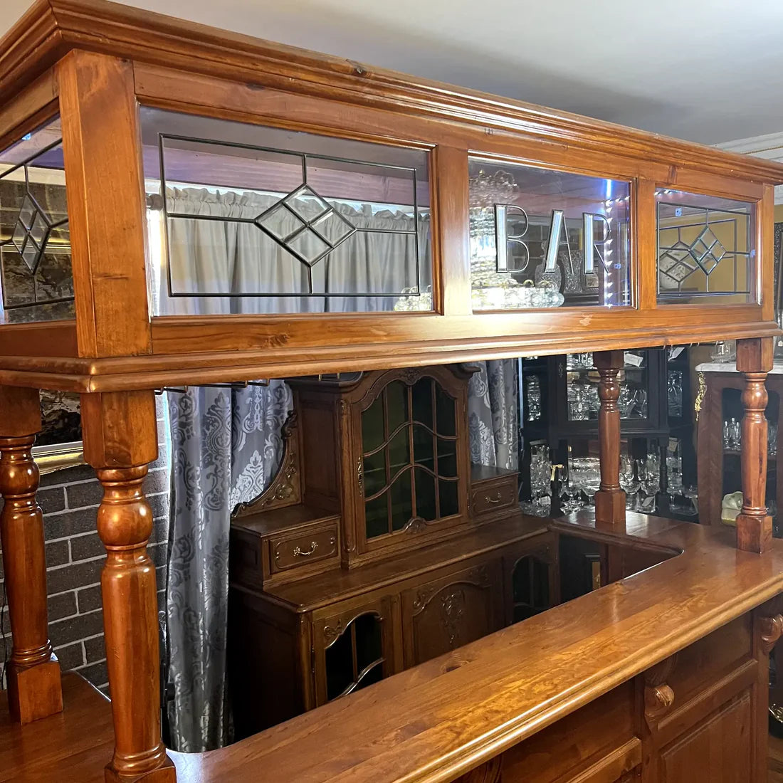 Large Wooden Bar With Light