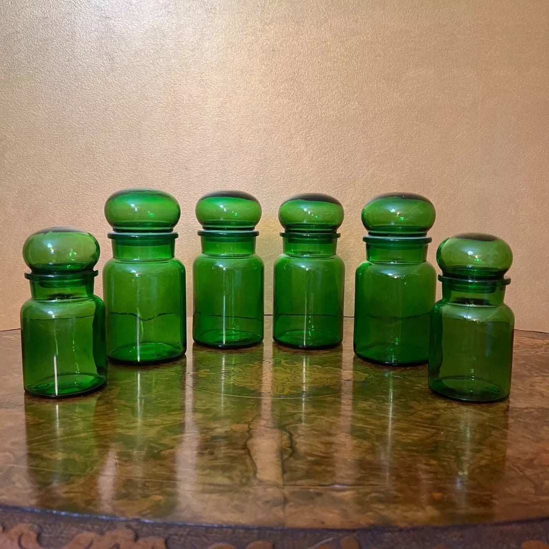Belgium Green Glass Apothecary Jars
