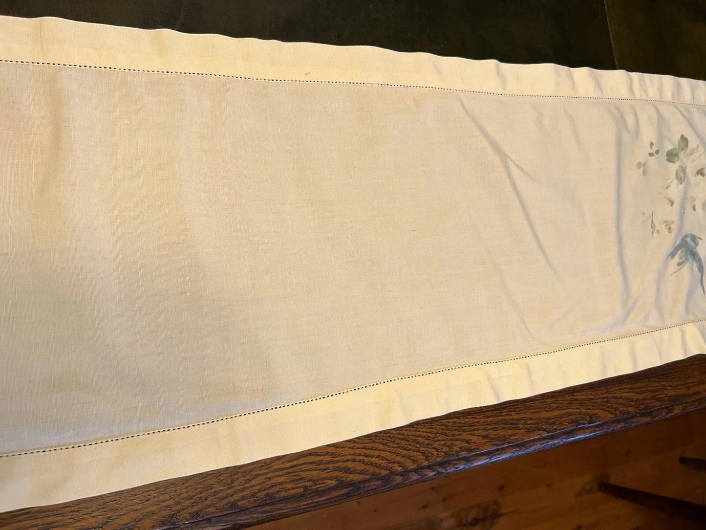 Vintage Bird Painted Table Runner
