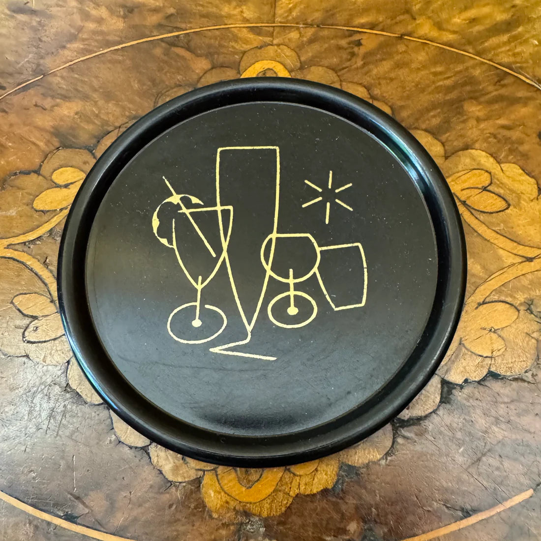 Black Drinks Print Coasters Set Of Five