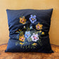 Black Floral Print Square Pillow 