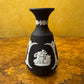 Black Jasperware White Embossed Design Vase 