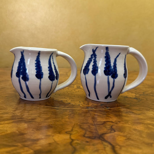 Blue Floral Carcoar Pottery Louisa Purcell Milk Jugs Pair 