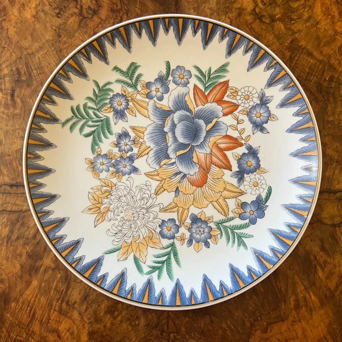 Blue Floral Print Large Plate