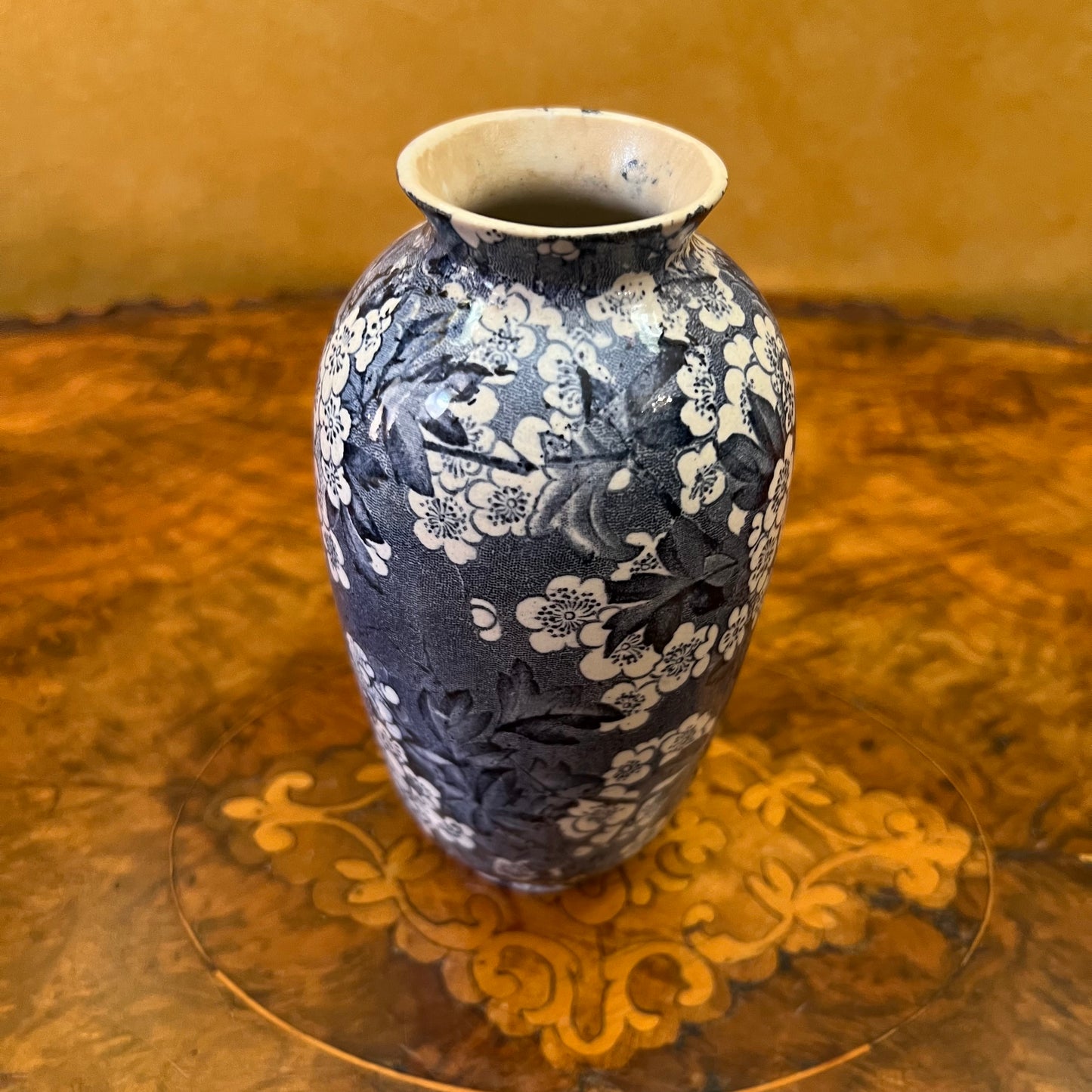 Blue May Blossom Leighton Pottery Print Vase