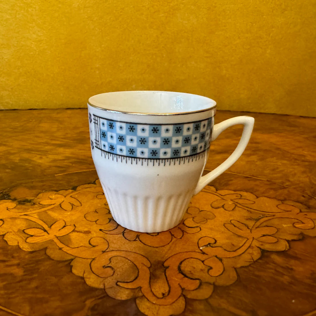 Vintage Blue & White Pattern Demitasse Coffee Cup & Saucer