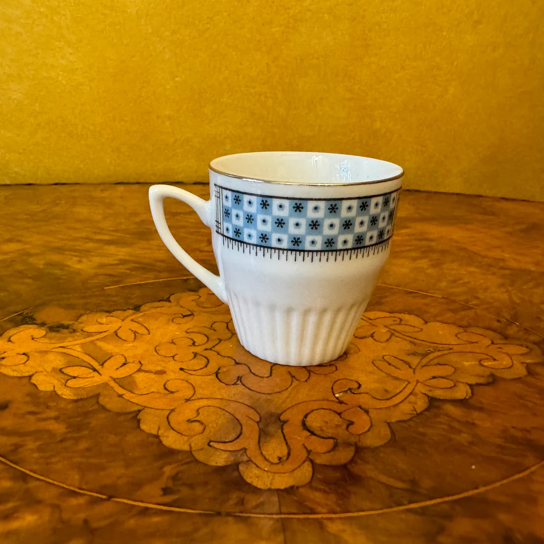 Vintage Blue & White Pattern Demitasse Coffee Cup & Saucer