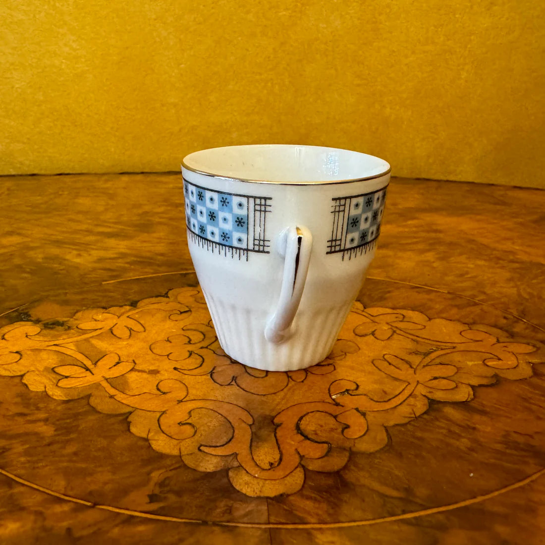 Vintage Blue & White Pattern Demitasse Coffee Cup & Saucer