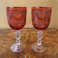 Bohemia Cranberry Glass Goblets Pair 