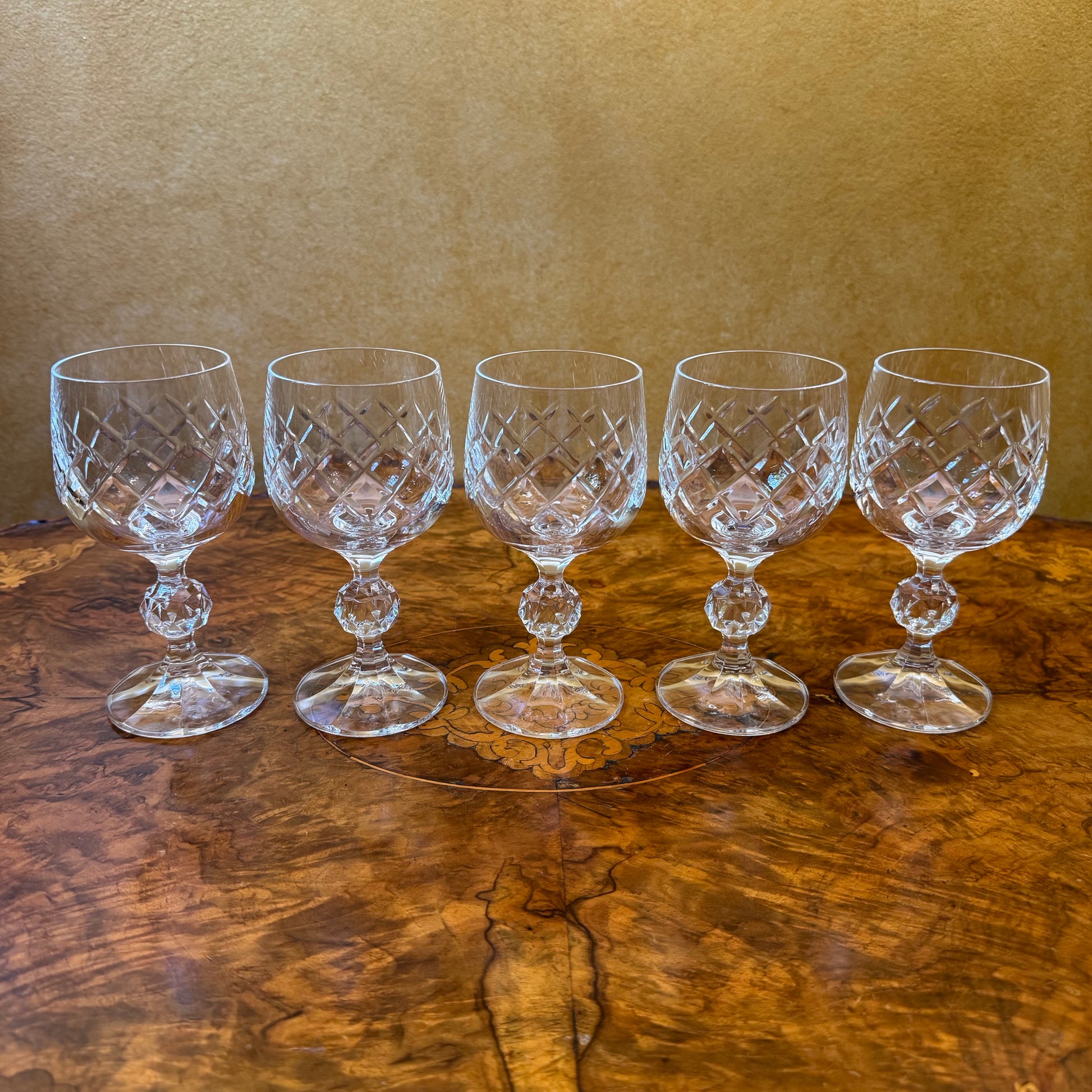 Bohemia Crystal Bristol Diamond Cut Wine Glasses Set 