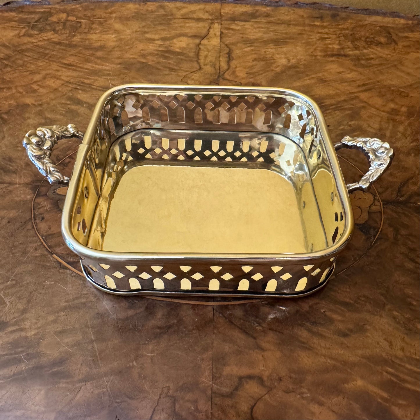 Brass Cutout Square Trinket Tray 
