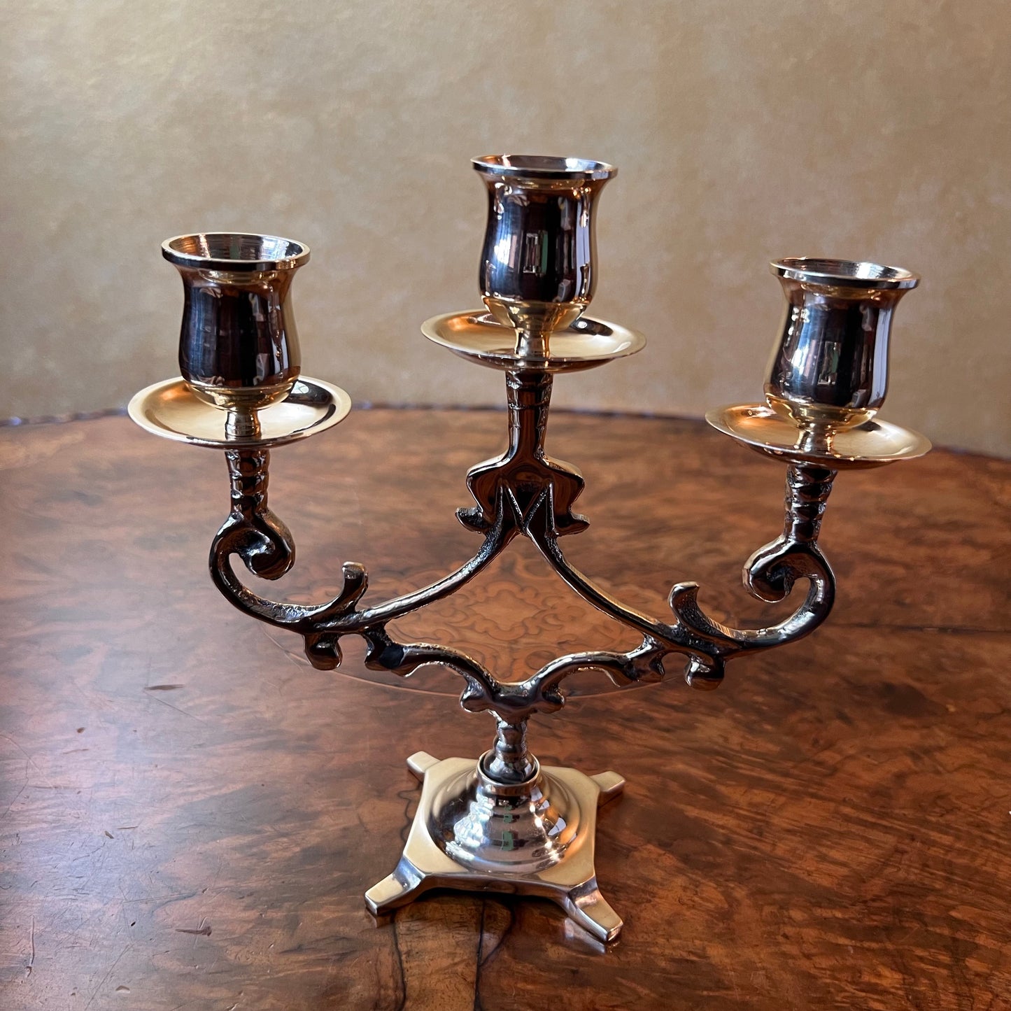 Brass Three Candelabra Candle Holder