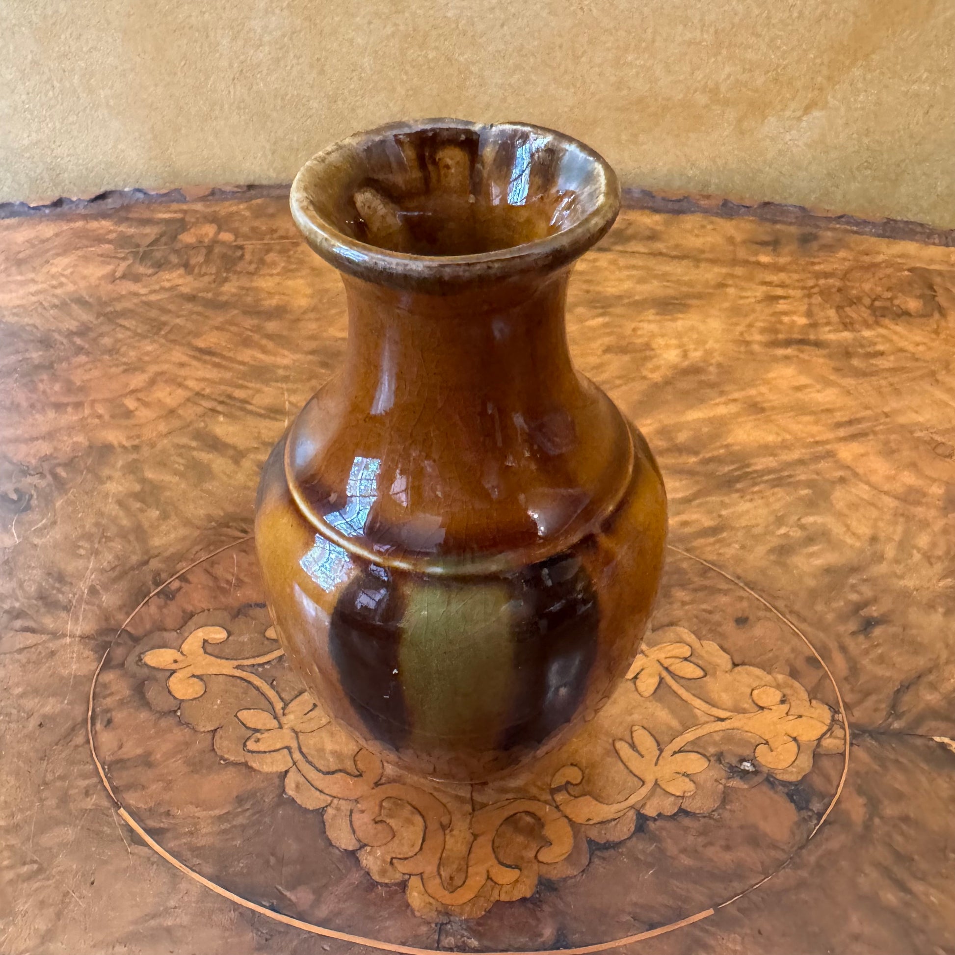 Brown Dip Art Pottery Glaze Vase