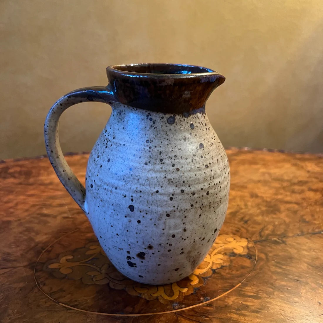 Vintage Brown Spot Pottery Jug