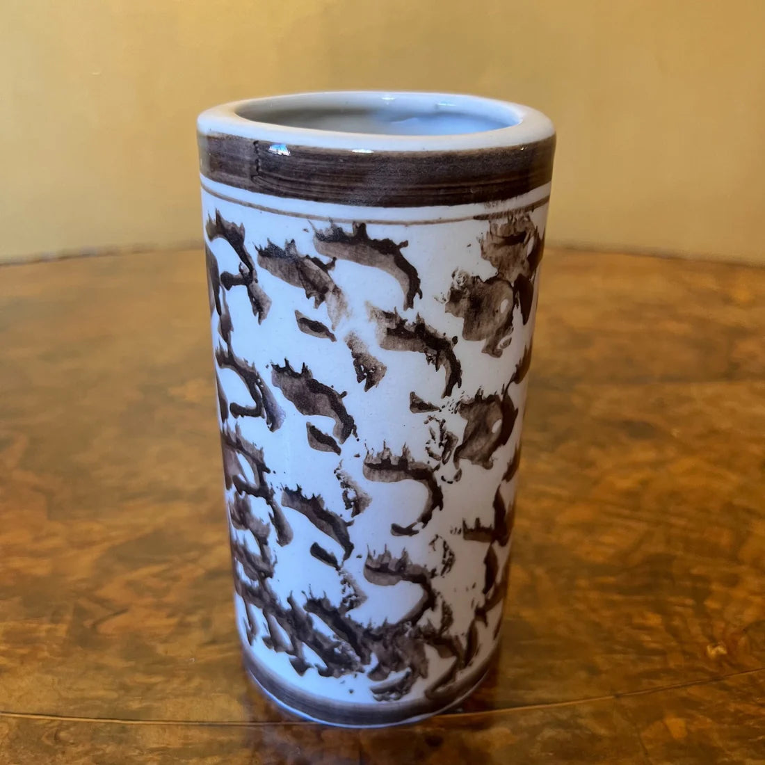 Brown and White Print Ceramic Vase