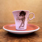 Vintage Brownie Downing Aboriginal Child Demitasse Coffee Cup & Saucer Set Of Four 