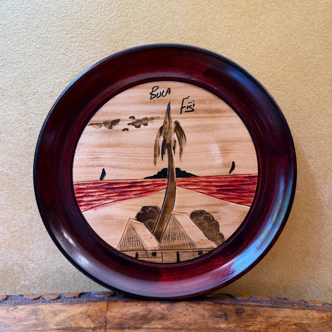 Handmade Bula Fiji Wooden Plate Souvenir