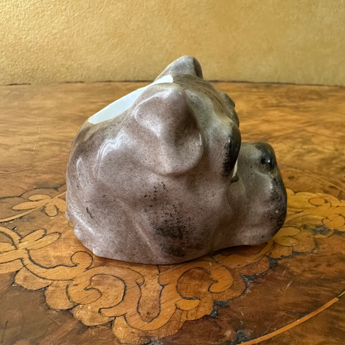 Vintage Bulldog Head Candle Holder Ornament
