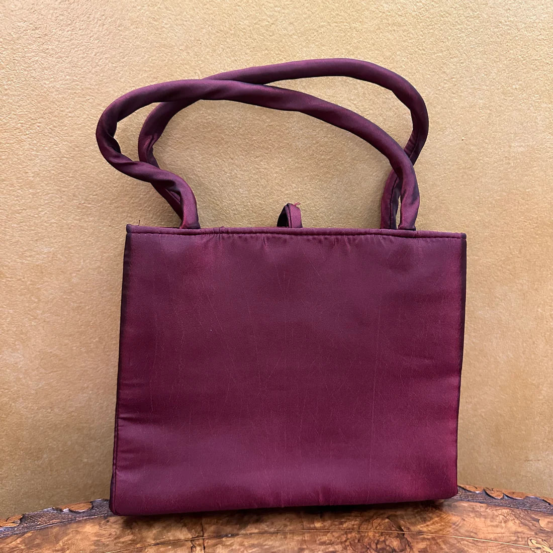 Vintage Burgundy Floral Ladies Hand Bag