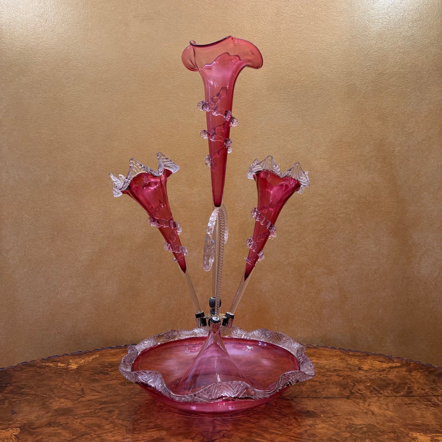 Century Victorian Cranberry Glass Epergne