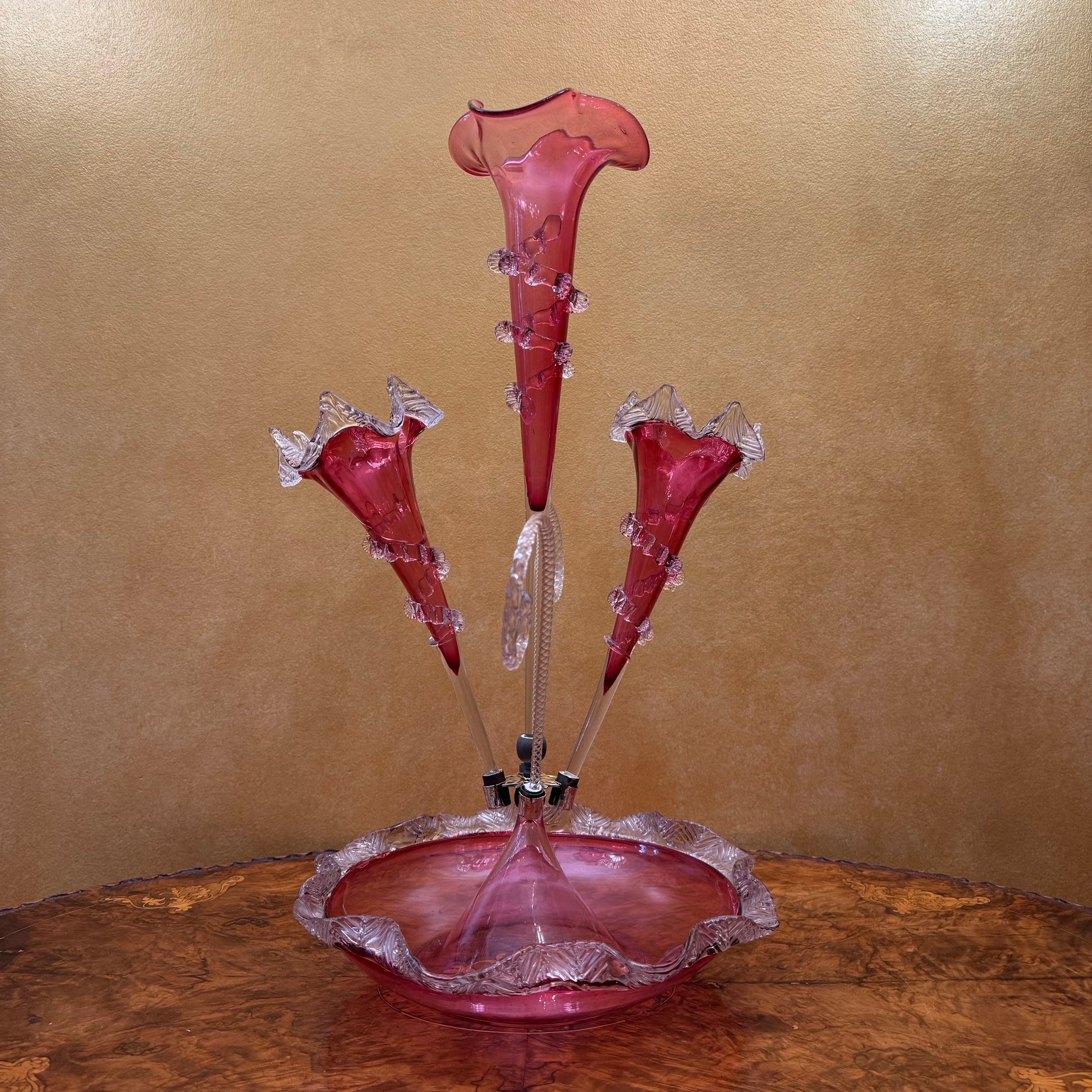 Century Victorian Cranberry Glass Epergne