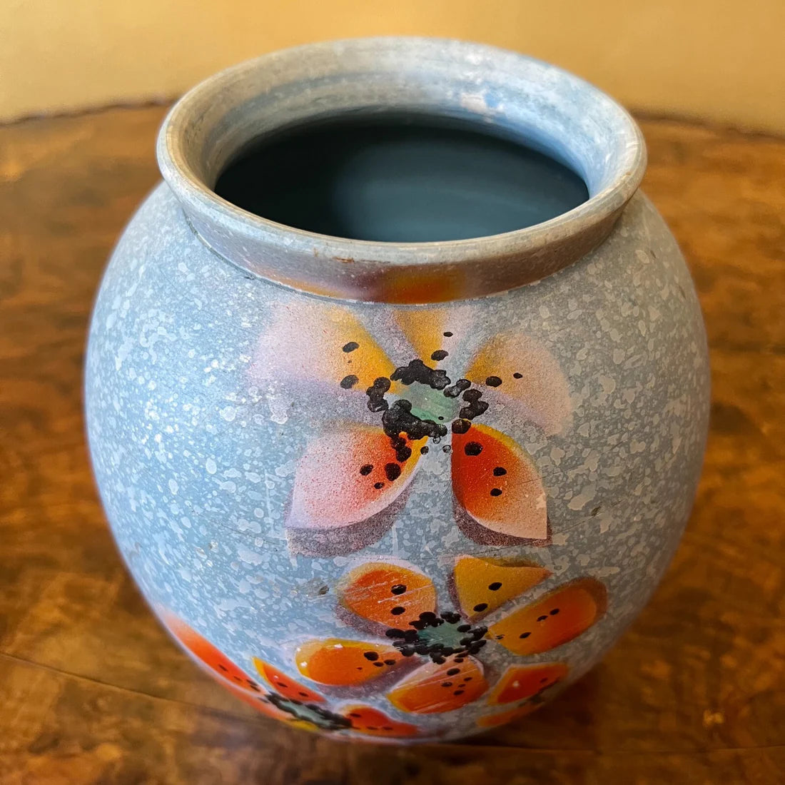 Vintage Floral Blue Vase